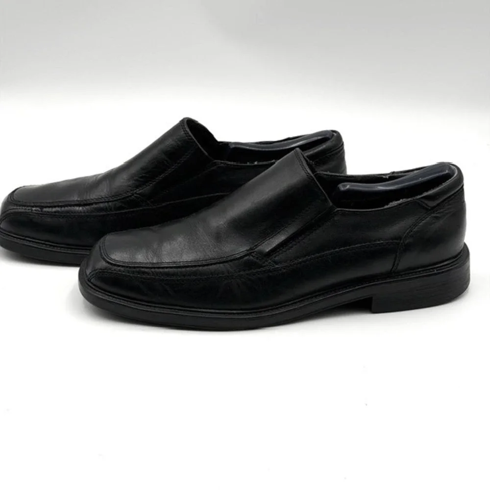 Dockers Mens Black Leather Square Toe Slip‎ On Loafers Dress Shoes Size 10M